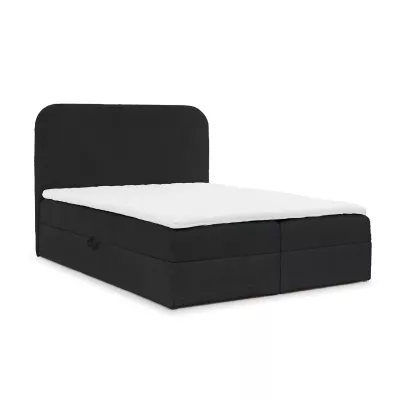 Einzelbett (120x220 cm) GADALUPA - schwarz + Matratzenauflage