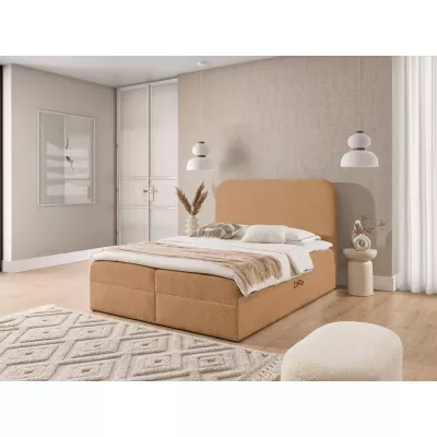 Einzelbett (120x220 cm) aus GADALUPA-Holz – hellbraun + Matratzenauflage