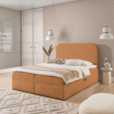 Einzelbett (120x220 cm) GADALUPA - braun + Matratzenauflage