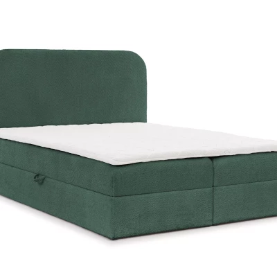 Einzelbett (120x220 cm) GADALUPA - Flaschengrün + Matratzenauflage