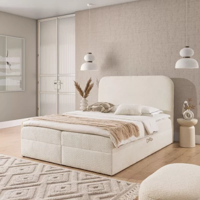 Einzelbett (120 x 220 cm) GADALUPA - Creme + Matratzenauflage