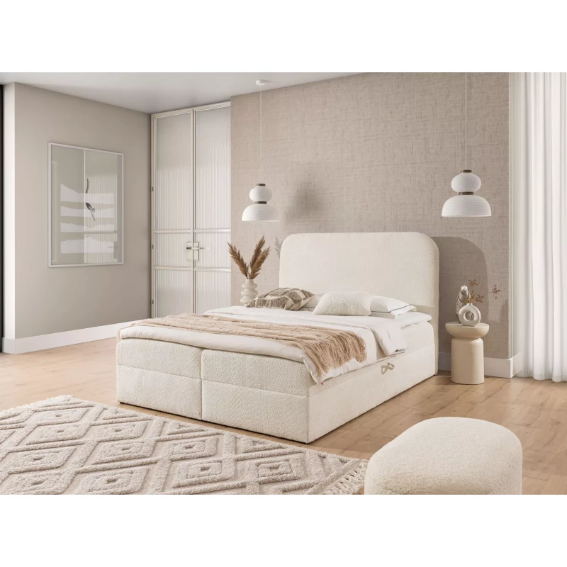 Einzelbett (120 x 220 cm) GADALUPA - Creme + Matratzenauflage