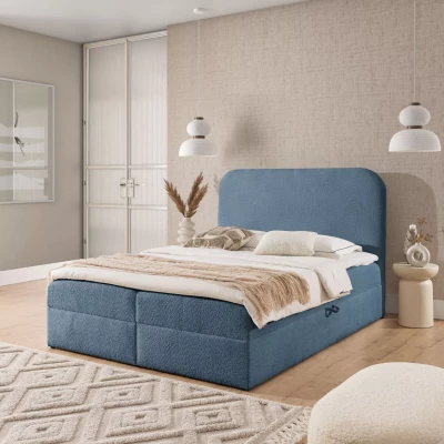 Einzelbett (120x220 cm) GADALUPA - blau + Matratzenauflage