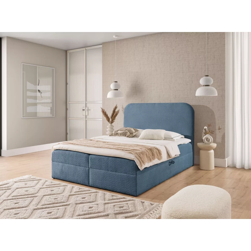 Einzelbett (120x220 cm) GADALUPA - blau + Matratzenauflage