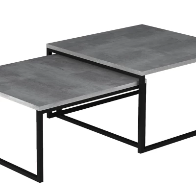 LEORIC Couchtisch-Set – Beton / Schwarz