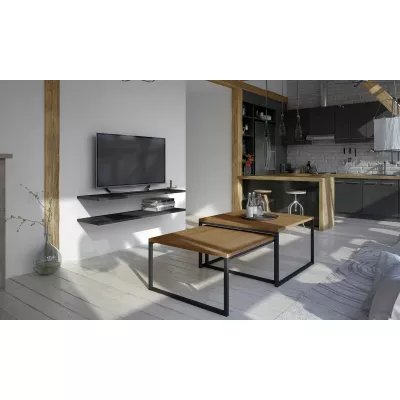 LEORIC Couchtisch-Set – Walnuss/Schwarz