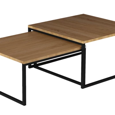 LEORIC Couchtisch-Set – Walnuss/Schwarz