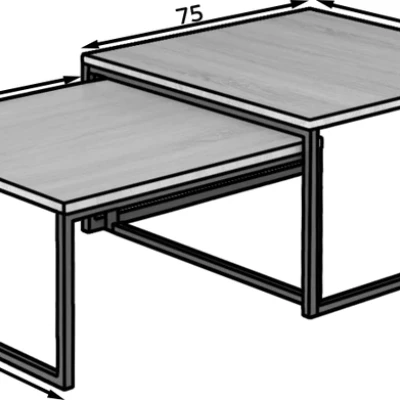 LEORIC Couchtisch-Set – Walnuss/Schwarz