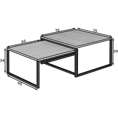 LEORIC Couchtisch-Set – Walnuss/Schwarz