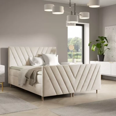 Kontinentales Bett 120x220 ANAMARI PLUS - beige + GRATIS Matratzenauflage