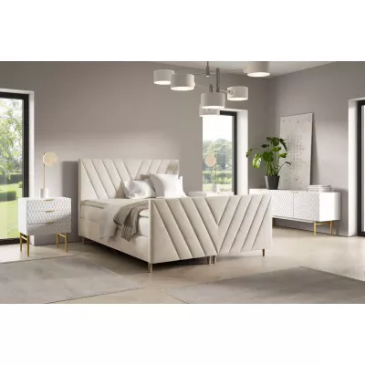 Kontinentales Bett 120x220 ANAMARI PLUS - beige + GRATIS Matratzenauflage