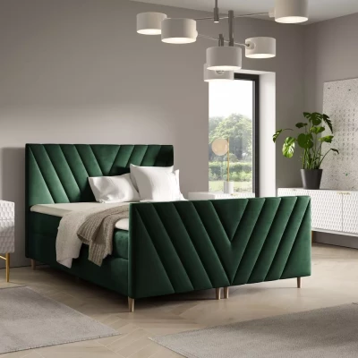 Kontinentales Bett 120x220 ANAMARI PLUS - Flaschengrün + GRATIS Matratzenauflage