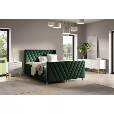 Kontinentales Bett 120x220 ANAMARI PLUS - Flaschengrün + GRATIS Matratzenauflage
