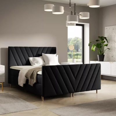 Kontinentales Bett 120x220 ANAMARI PLUS - schwarz + GRATIS Matratzenauflage