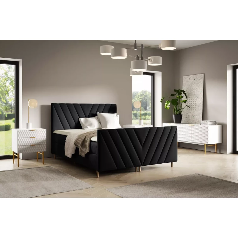 Kontinentales Bett 120x220 ANAMARI PLUS - schwarz + GRATIS Matratzenauflage
