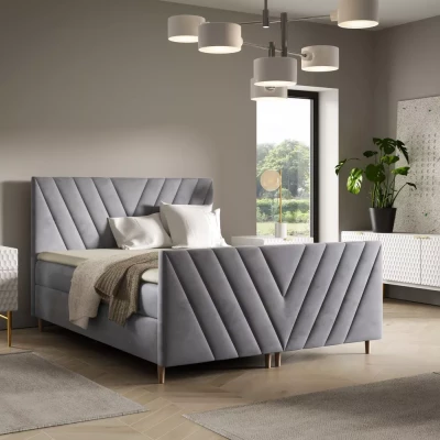 Kontinentales Bett 120x220 ANAMARI PLUS - grau + GRATIS Matratzenauflage