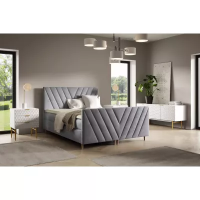 Kontinentales Bett 120x220 ANAMARI PLUS - grau + GRATIS Matratzenauflage
