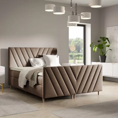 Kontinentales Bett 120x220 ANAMARI PLUS - braun + GRATIS Matratzenauflage