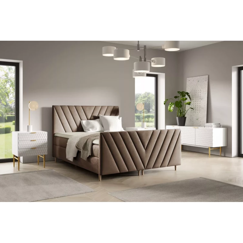 Kontinentales Bett 120x220 ANAMARI PLUS - braun + GRATIS Matratzenauflage