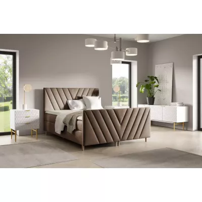 Kontinentales Bett 120x220 ANAMARI PLUS - braun + GRATIS Matratzenauflage