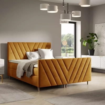 Kontinentales Bett 120x220 ANAMARI PLUS - Honig + GRATIS Matratzenauflage