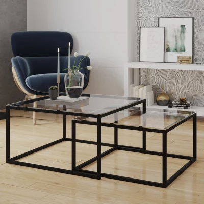 MALRIK Couchtisch-Set - transparent / schwarz