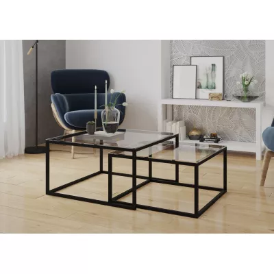MALRIK Couchtisch-Set - transparent / schwarz