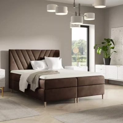 Kontinentales Bett 120x220 ANAMARI - braun + GRATIS Matratzenauflage