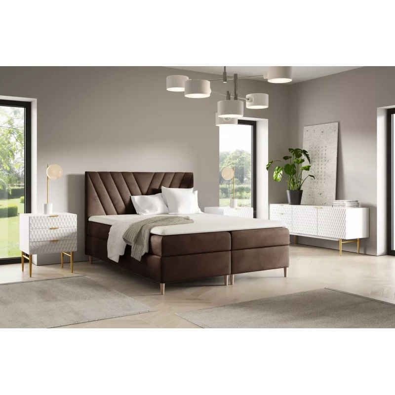 Kontinentales Bett 120x220 ANAMARI - braun + GRATIS Matratzenauflage