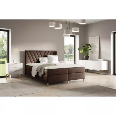 Kontinentales Bett 120x220 ANAMARI - braun + GRATIS Matratzenauflage