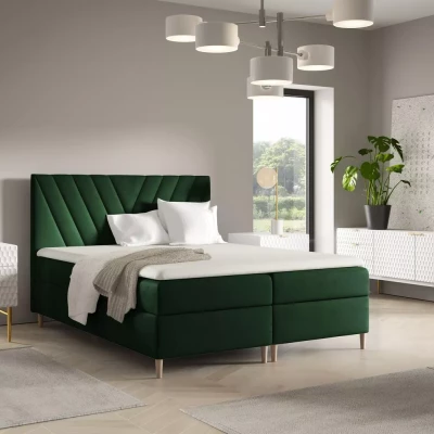 Kontinentales Bett 120x220 ANAMARI - Flaschengrün + GRATIS Matratzenauflage