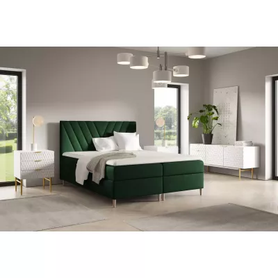 Kontinentales Bett 120x220 ANAMARI - Flaschengrün + GRATIS Matratzenauflage