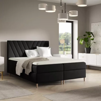 Kontinentales Bett 120x220 ANAMARI - schwarz + GRATIS Matratzenauflage