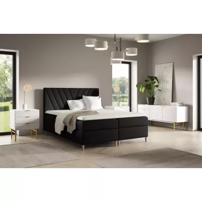 Kontinentales Bett 120x220 ANAMARI - schwarz + GRATIS Matratzenauflage
