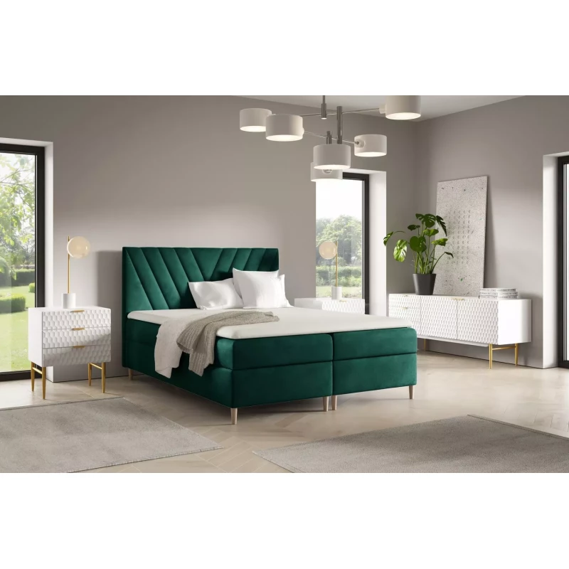 Kontinentales Bett 120x220 ANAMARI - grün + GRATIS Matratzenauflage
