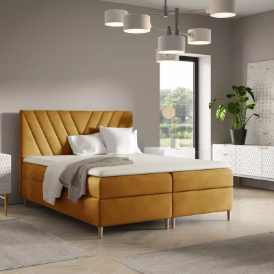 Kontinentales Bett 120x220 ANAMARI - Honig + GRATIS Matratzenauflage