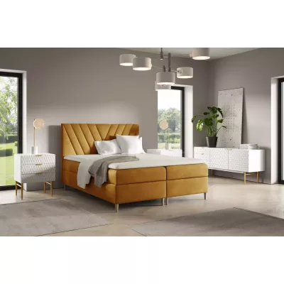 Kontinentales Bett 120x220 ANAMARI - Honig + GRATIS Matratzenauflage