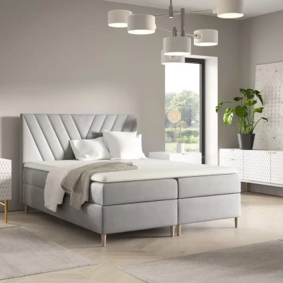 Kontinentales Bett 120x220 ANAMARI - Hellgrau + GRATIS Matratzenauflage