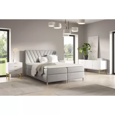 Kontinentales Bett 120x220 ANAMARI - Hellgrau + GRATIS Matratzenauflage