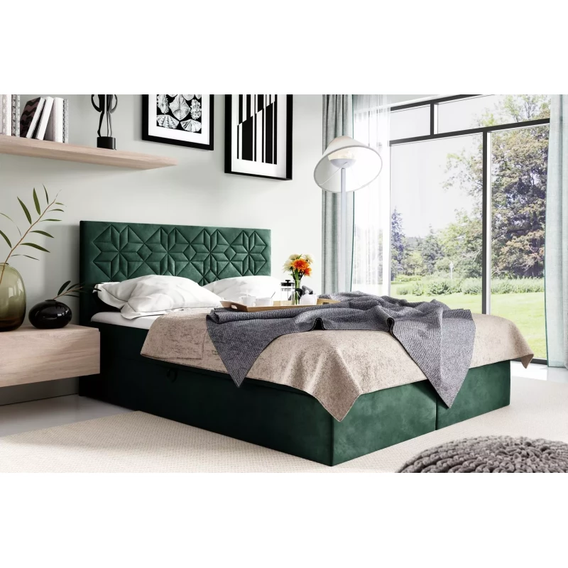 Einzelbett KVETA – 120 x 220 cm, grün + GRATIS Matratzenauflage