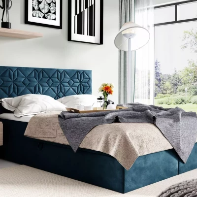 KVETA Einzelbett – 120 x 220 cm, blau + GRATIS Matratzenauflage