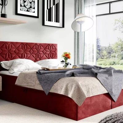 Einzelbett KVETA – 120 x 220 cm, rot + GRATIS Matratzenauflage