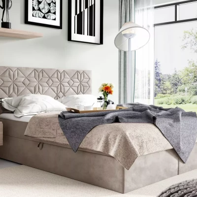 KVETA Einzelbett – 120 x 220 cm, beige + GRATIS Matratzenauflage