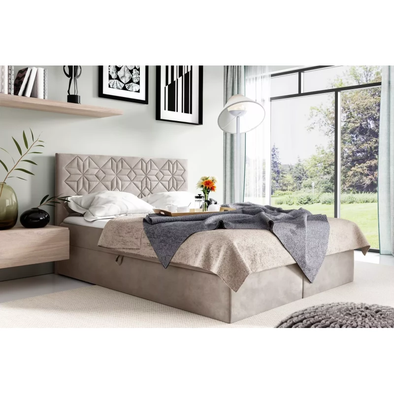 KVETA Einzelbett – 120 x 220 cm, beige + GRATIS Matratzenauflage