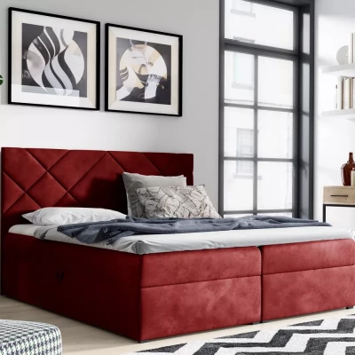 DINO Polsterbett (Doppelbett) – 200 x 220 cm, rot + GRATIS Matratzenauflage