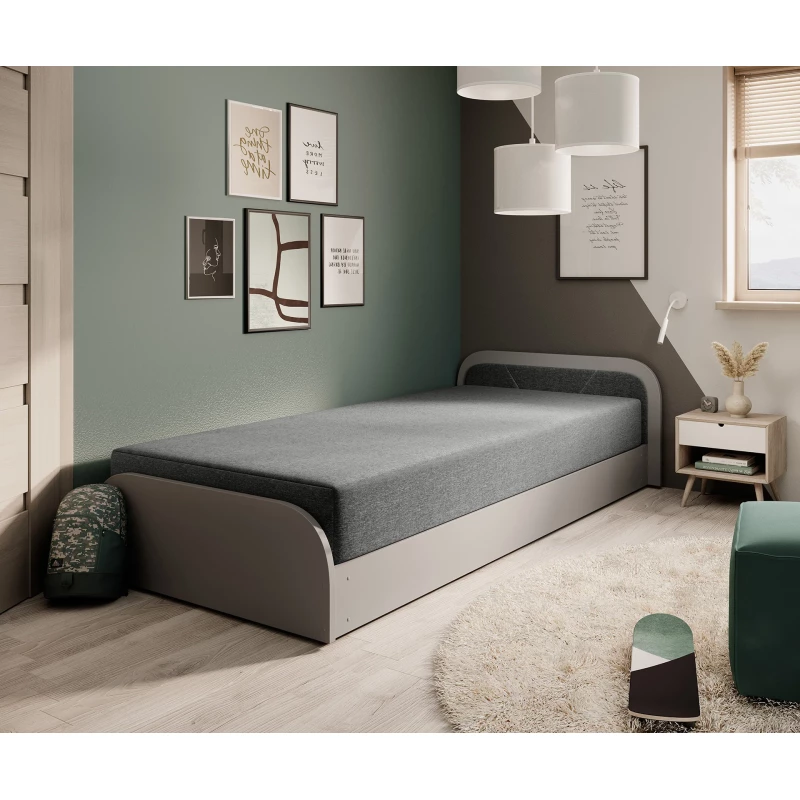Kinderbett 80x190 SNUGORIA 2 - grau / echtes Design
