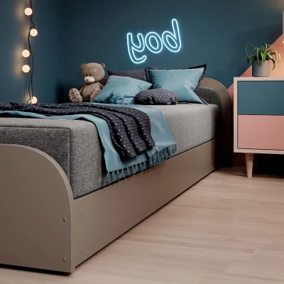 Kinderbett 80x190 SNUGORIA 2 - grau / echtes Design