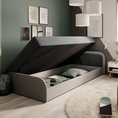 Kinderbett 80x190 SNUGORIA 2 - grau / echtes Design