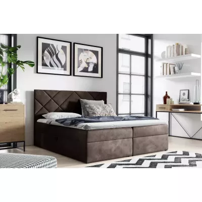 DINO Polsterbett (Doppelbett) – 160 x 220 cm, braun, 1 Matratzenauflage gratis