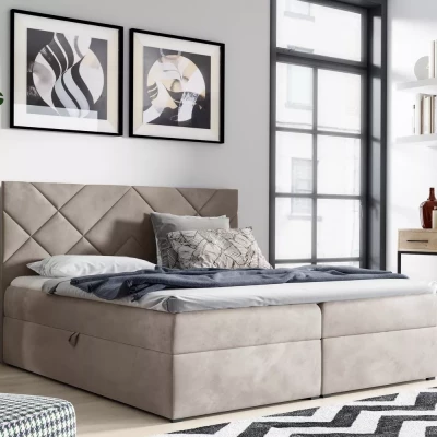 DINO Polsterbett (Doppelbett) – 160 x 220 cm, beige + GRATIS Matratzenauflage